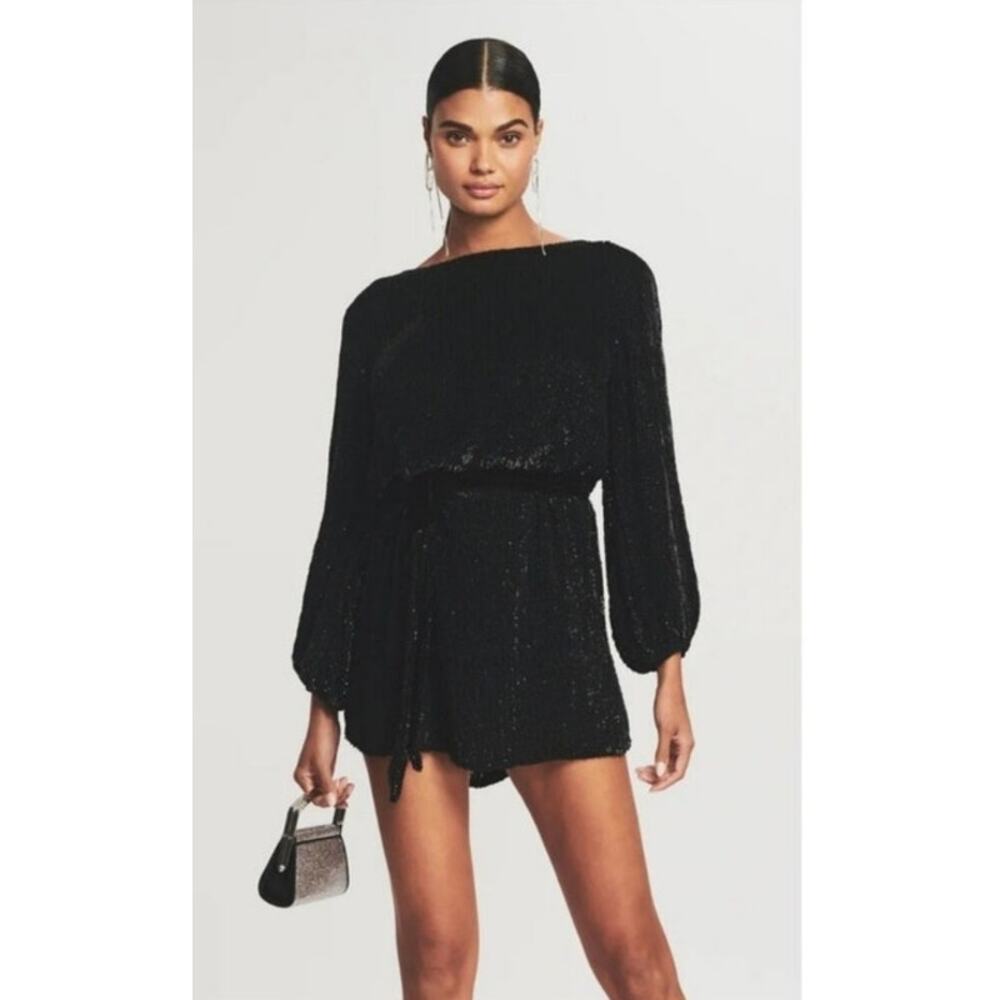 Retrofete Grace Sequin Dress in Black Size XL NWT With Belt Reversible